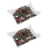 Set 12x rode decoraties op stekers 12 cm - kerststukje onderdelen/stekertjes - Kerstversiering/kerstdecoratie