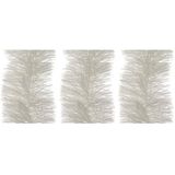 3x Kerstslinger winter wit 10 cm breed x 270 cm - Guirlande folie lametta - Winter witte kerstboom versieringen