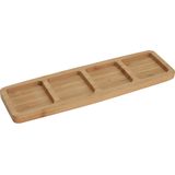 2x Serveerplanken/borden 4-vaks van bamboe hout 33 cm - Keuken/kookbenodigdheden - Tapas/hapjes presenteren/serveren - Vakkenbord/plank - Serveerborden/serveerplanken