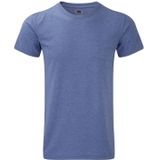 Basic heren T-shirt blauw melee - 65% polyester/35% katoen - Normale pasvorm