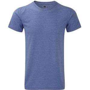 Basic heren T-shirt blauw melee - 65% polyester/35% katoen - Normale pasvorm