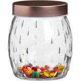 Urban Living Voorraadpot/bewaarpot Beau - 1L - glas - koperen deksel - D13 x H13 cm