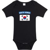 South-Korea baby rompertje met vlag zwart jongens en meisjes - Kraamcadeau - Babykleding - Zuid-Korea landen romper