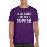 In dit shirt zit een Topper zilveren glitter t-shirt paars voor heren - Toppers shirts