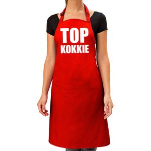Top kokkie barbeque schort / keukenschort bordeaux rood voor dames - bbq schorten
