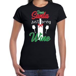 Dear Santa just bring wine drank Kerstshirt / Kerst t-shirt zwart voor dames - Kerstkleding / Christmas outfit