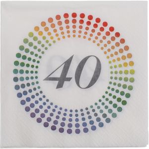 20x Leeftijd 40 jaar themafeest/verjaardag servetten 33 x 33 cm confetti - Papieren feest wegwerp tafeldecoraties