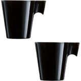 Set van 8x stuks lungo koffie/espresso bekers/mokken/kopjes zwart - 220 ml - luxe bekers van keramiek