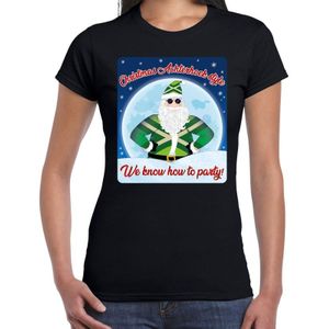 Fout Kerst t-shirt / shirt - Achterhoek style we know how to party - zwart voor dames - kerstkleding / kerst outfit