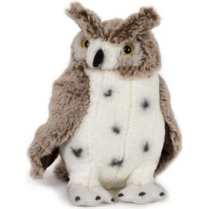 Pluche oehoe uil bruin/wit uilen knuffel 20 cm - Vogels knuffeldieren - Speelgoed voor kind