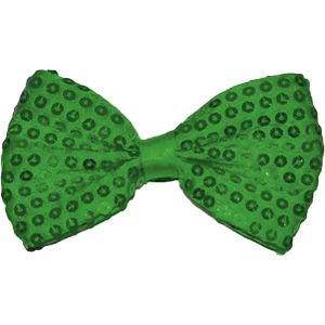 Funny Fashion Carnaval verkleed vlinderstrikje met glitter pailletten - groen - polyester - heren/dames