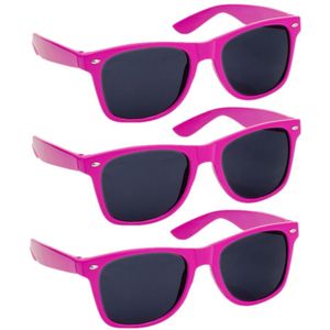 Hippe party -  zonnebrillen - fuchsia roze - carnaval/verkleed - 10 stuks