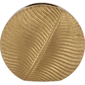 DK Design Bloemenvaas Inga Leaf - plat model - goud - 25 x 9 cm - moderne vaas - bladmotief