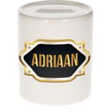 Adriaan naam cadeau spaarpot met gouden embleem - kado verjaardag/ vaderdag/ pensioen/ geslaagd/ bedankt