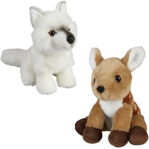 Ravensden - Knuffeldieren set wolf en hertje pluche knuffels 18 cm