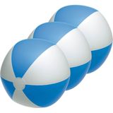 10x Opblaasbare strandballen blauw/wit 28 cm speelgoed - Buitenspeelgoed strandballen - Opblaasballen - Waterspeelgoed