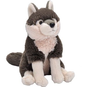 Pluche dieren knuffels Grijze wolf van 25 cm - Knuffeldieren wolven speelgoed
