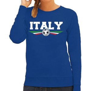 Italie / Italy landen / voetbal sweater met wapen in de kleuren van de Italiaanse vlag - blauw - dames - Italie landen trui / kleding - EK / WK / voetbal sweater