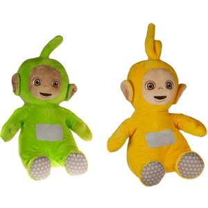 Teletubbies pluche speelgoed set knuffel Laa Laa en Dipsey 30 cm - Speelfiguren set