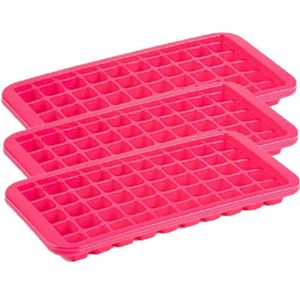 3x stuks Trays met Cocktail ijsblokjes/ijsklontjes vormen 50 vakjes kunststof roze
