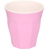 Set van 8x onbreekbare kunststof/melamine roze ontbijt bordjes 23 cm/bekers 9 cm