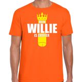 Koningsdag t-shirt mijn Willie is groter met kroontje oranje - heren - Kingsday outfit / kleding / shirt