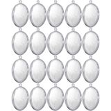 20x Transparante kunststof eieren decoratie 6 cm hobby/knutselmateriaal - Knutselen DIY eieren vullen - Pasen thema plastic vulbare paaseieren eitjes doorzichtig