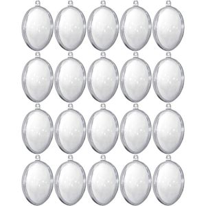 20x Transparante kunststof eieren decoratie 6 cm hobby/knutselmateriaal - Knutselen DIY eieren vullen - Pasen thema plastic vulbare paaseieren eitjes doorzichtig