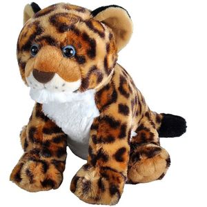 Pluche gevlekte jaguar/luipaard welp knuffel 30 cm - Jaguars wilde dieren knuffels - Speelgoed voor kinderen