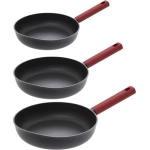 Secret de Gourmet Koekenpannen Valence - D25/27/29 cm - alle warmtebronnen - zwart/rood