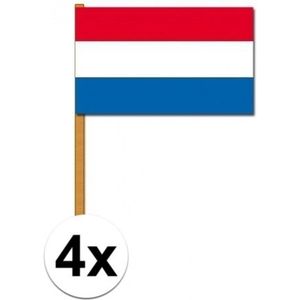 4x Nederlandse luxe zwaaivlaggen 30x45 cm