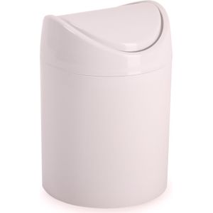 Plasticforte Mini prullenbakje - roze - kunststof - met klepdeksel - keuken aanrecht/tafel model - 1,4 Liter - 12 x 17 cm