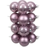 16x stuks kerstversiering kerstballen salie paars (lilac sage) van glas - 8 cm - mat/glans - Kerstboomversiering