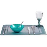 Vivalto Kommetjes/serveer schaaltjes/soepkommen - 8x - Murano - glas - D15 x H6 cm - turquoise blauw - Stapelbaar