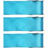 3x Hobby/decoratie turquoise satijnen sierlinten 2,5 cm/25 mm x 25 meter - Cadeaulint satijnlint/ribbon - Striklint linten