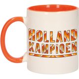 4x stuks holland kampioen beker / mok oranje en wit - 300 ml - oranje supporter / fan