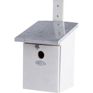 Houten vogelhuisje/nesthuisje koolmees 33 cm met kijkluik - Vurenhouten vogelhuisjes tuindecoraties - Vogelnestje voor kleine tuinvogeltjes