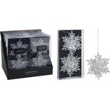 Christmas Decoration kersthangers sneeuwvlokken - 4x -zilver -11,5 cm