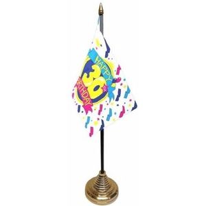 30ste verjaardag tafelvlaggetje 10 x 15 cm met standaard