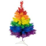R en W kunst kerstboom - regenboog - H60 cm - kunststof - gekleurd miniboompje