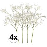 4 X Witte Gipskruid Steelbloem 65 cm - Kunstbloemen