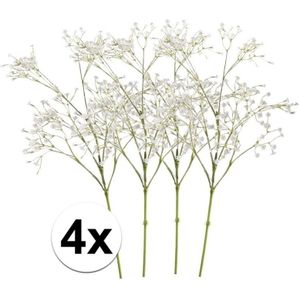 4 X Witte Gipskruid Steelbloem 65 cm - Kunstbloemen