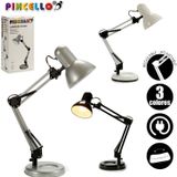 Pincello Tafellamp/bureaulampje High Light - metaal - grijs - H58 cm - buigbaar - hoog model - leeslampje
