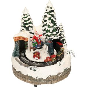 Christmas Decoration kerstdorp kerst tafereel - rijdende trein - met muziek en licht - 19 cm