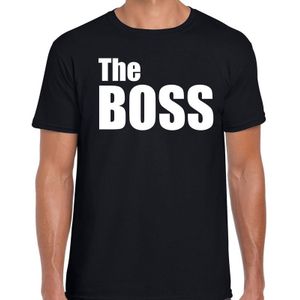The boss t-shirt zwart met witte letters voor heren - fun tekst shirts / grappige t-shirts