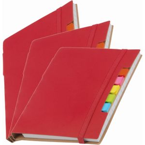 Pakket van 5x stuks schoolschriften/notitieboeken A6 gelinieerd - rood - Inclusief pen