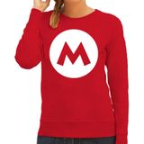 Italiaanse Mario loodgieter verkleed trui / sweater rood voor dames - carnaval / feesttrui kleding / kostuum