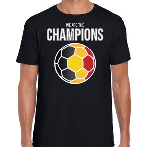 Belgie EK/ WK supporter t-shirt - we are the champions met Belgische voetbal - zwart - heren - kleding / shirt