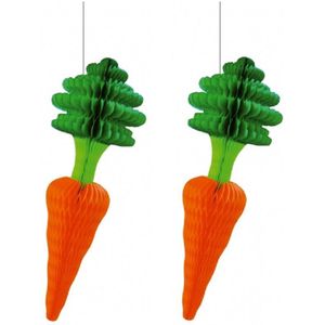 2x stuks papieren groente decoratie wortel 40 x 14 cm - Versiering voor gezonde producten en sinterklaas