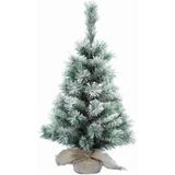 Volle besneeuwde kunst kerstboom 75 cm inclusief donkergrijze pot - Kunstkerstbomen middelgroot